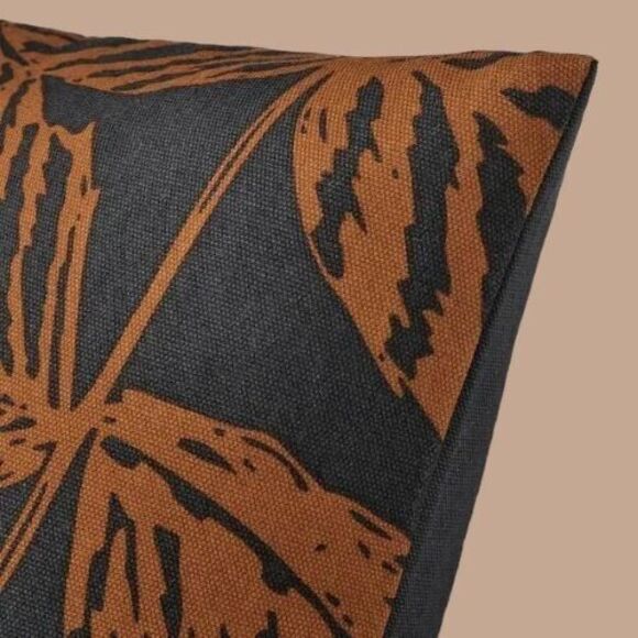 IKEA HÖSTKVÄLL Cushion Cover Leaf Pattern - Black/Orange 20" x 20 " - Picture 3 of 6